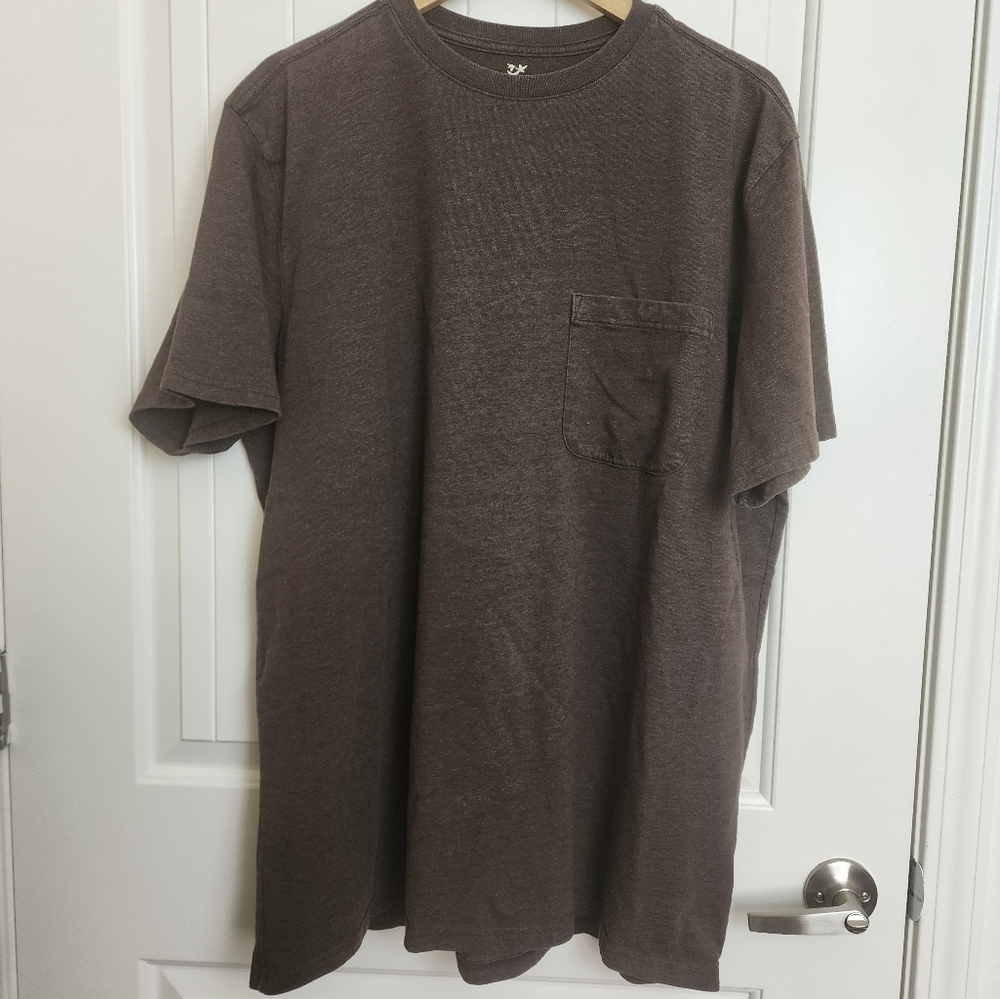 Outdoor Life River Washed Pocket Tee Bark Brown Crew Neck Men's T Shirt Sz. XXLT